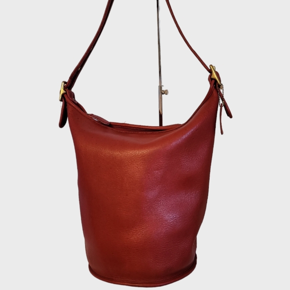 Coach Bags Vintage Coach Duffle Bucket Red Leather Shoulder Bag 985